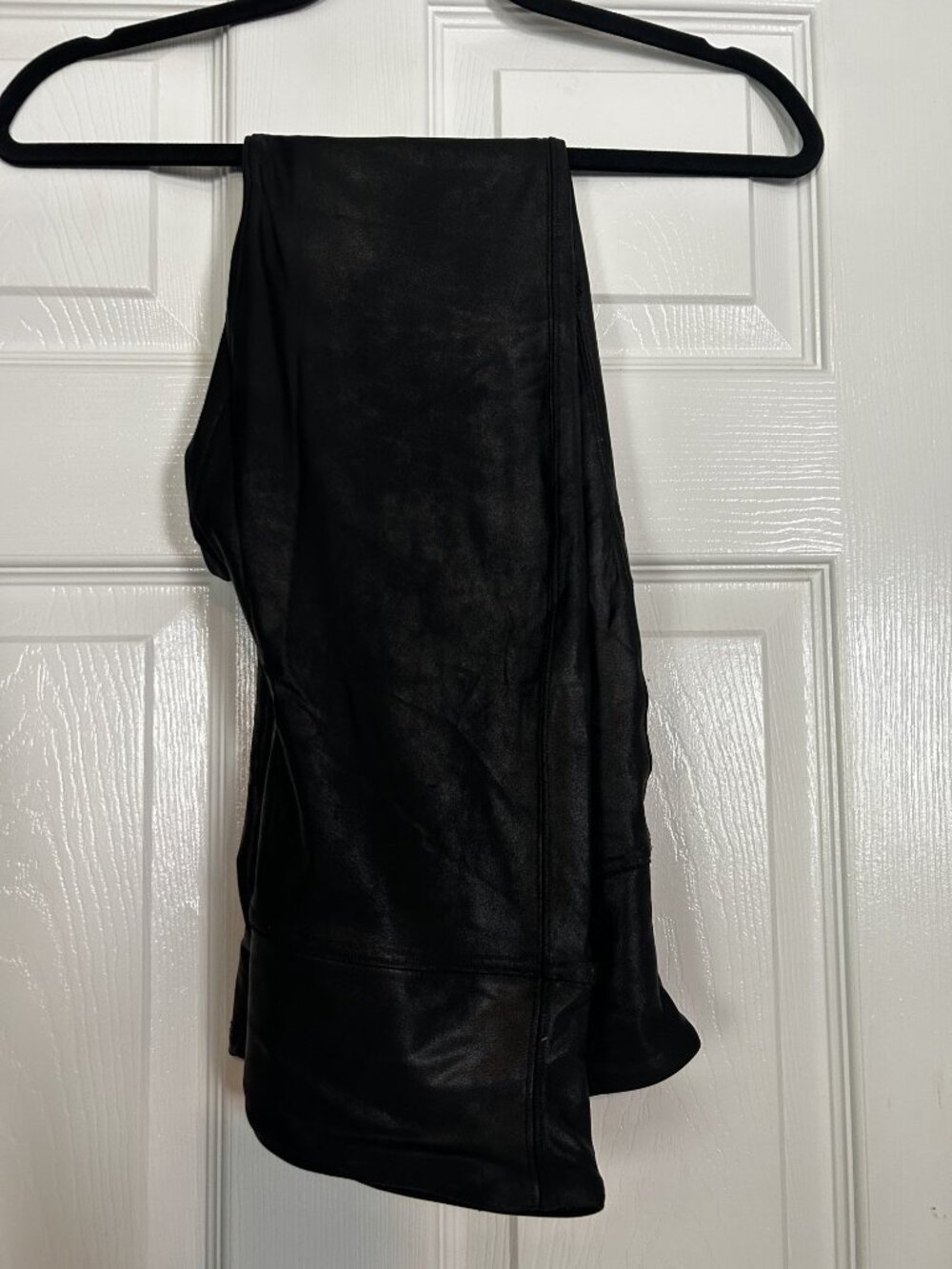 SPANX Faux Leather Leggings Black High Rise Shaping Waistband Women's XL